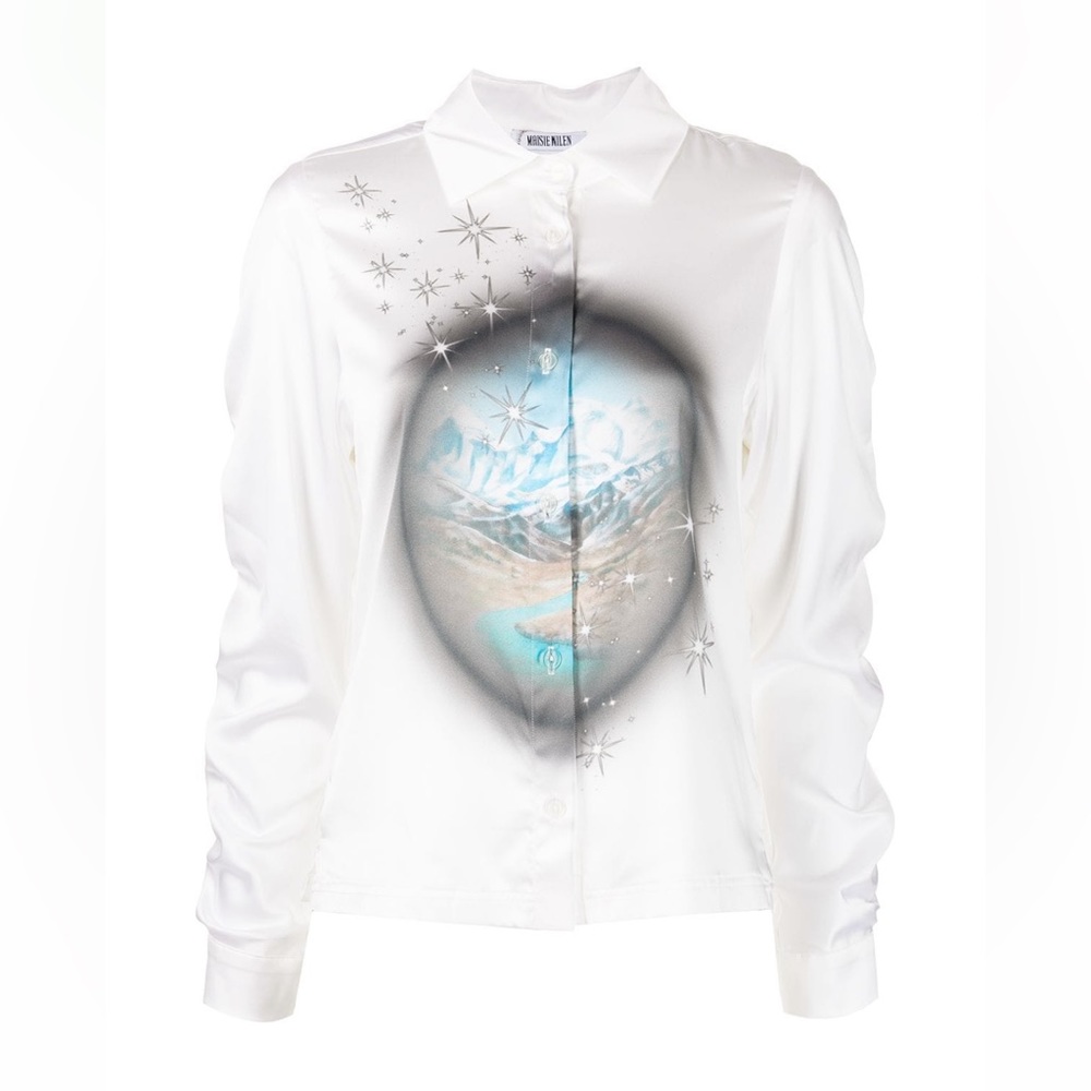 White graphic blouse worn once excellent condition